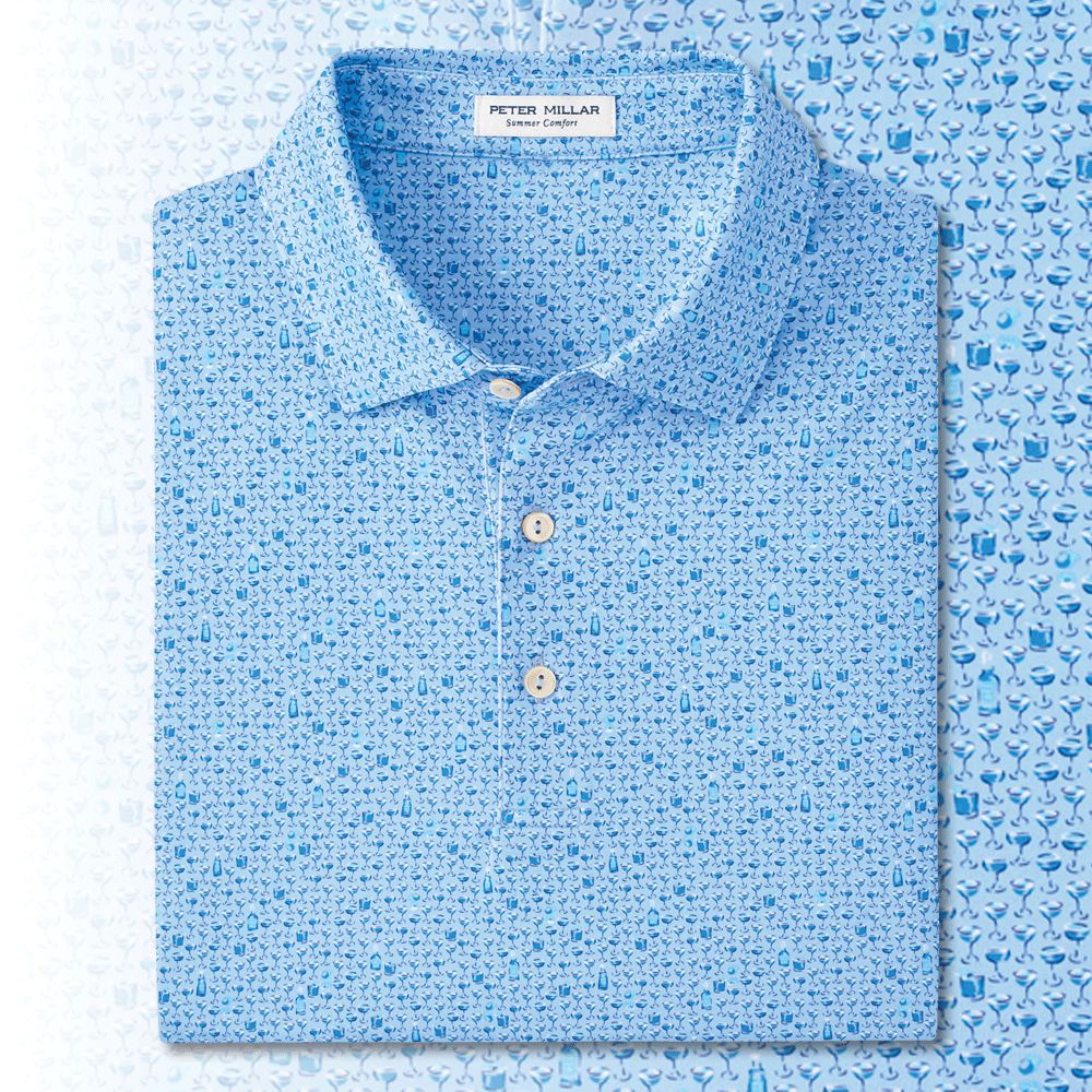 Peter Millar Whiskey Sour Performance Jersey Polo-Men's Clothing-Cottage Blue-S-Kevin's Fine Outdoor Gear & Apparel