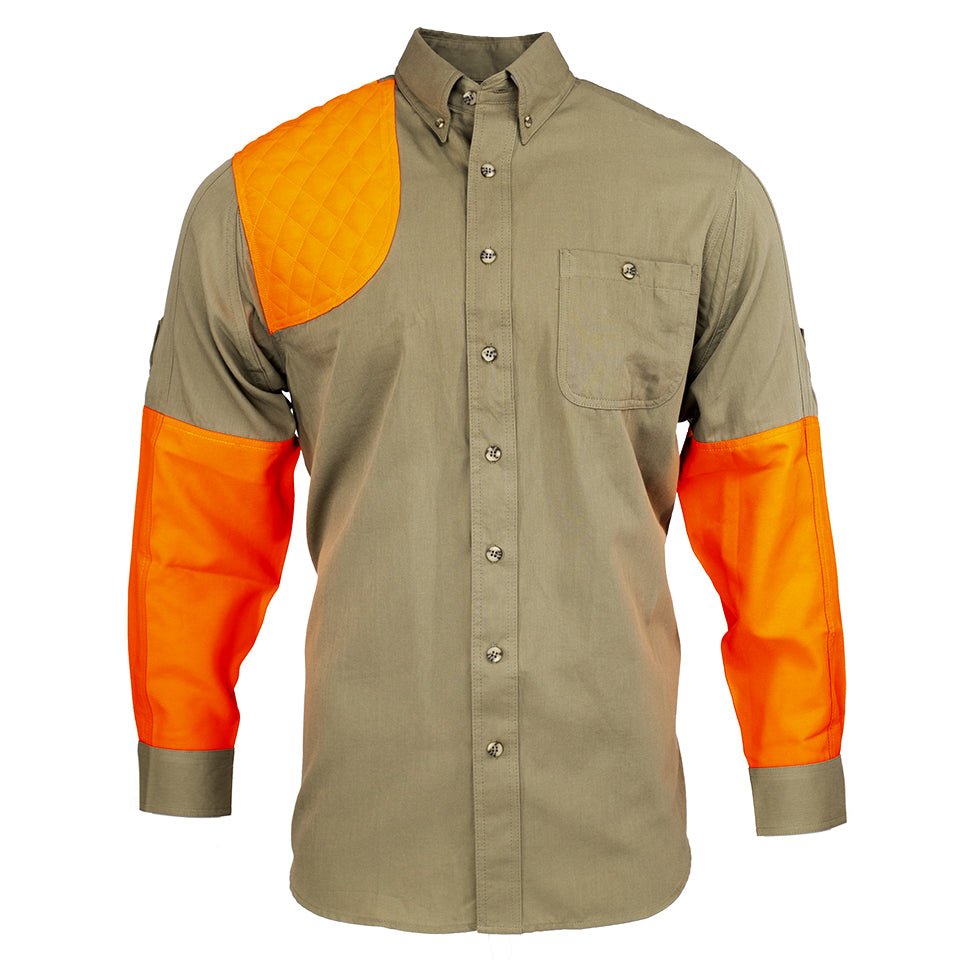 Kevin's Long Sleeve Single Right Patch Shooting Shirt-Men's Clothing-Khaki/Blaze-S-Kevin's Fine Outdoor Gear & Apparel