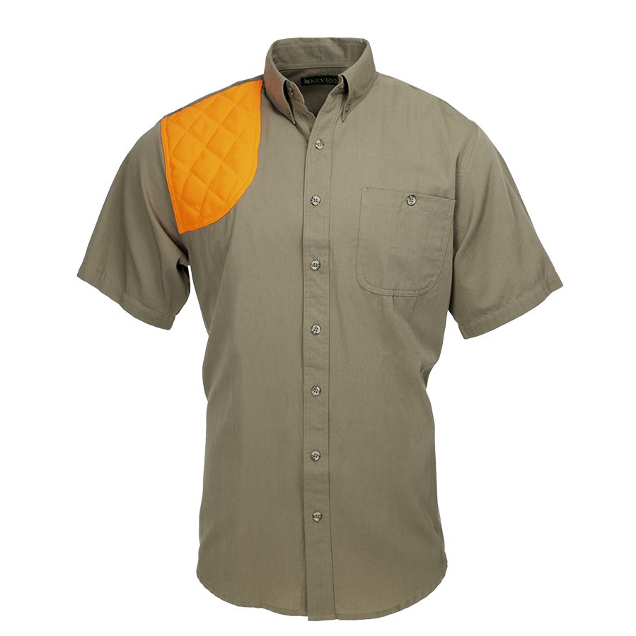 Kevin's Feather-Weight Short Sleeve Right Patch Wingshooting Shirt-Men's Clothing-Khaki/Blaze-S-Kevin's Fine Outdoor Gear & Apparel
