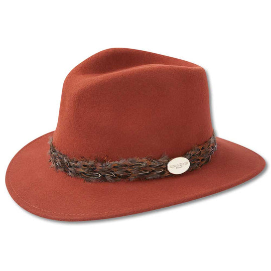 Hicks & Brown Suffolk Fedora-Women's Accessories-Cinnamon/Pheasant Wrap-XS(53-54)-Kevin's Fine Outdoor Gear & Apparel