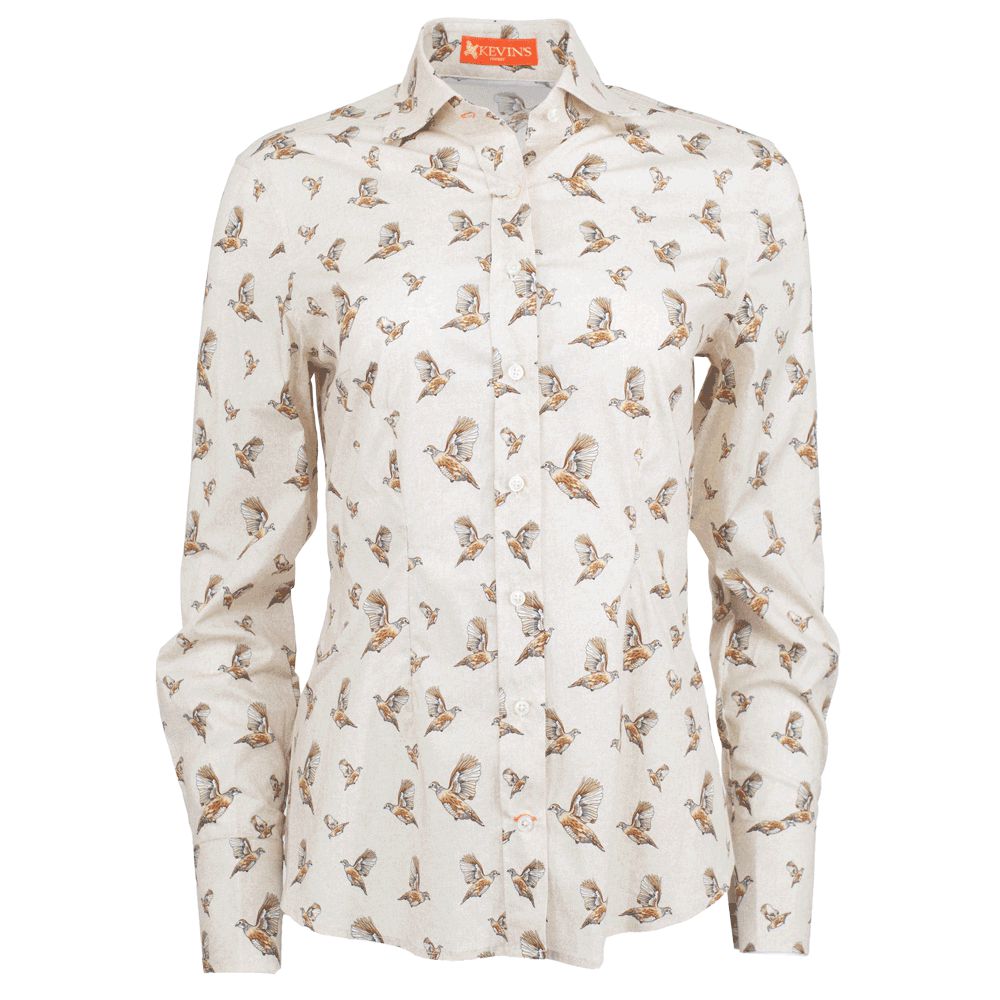 Kevin's Finest Women's Flying Quail Shirt-Women's Clothing-Pebble/Quail-XS-Kevin's Fine Outdoor Gear & Apparel