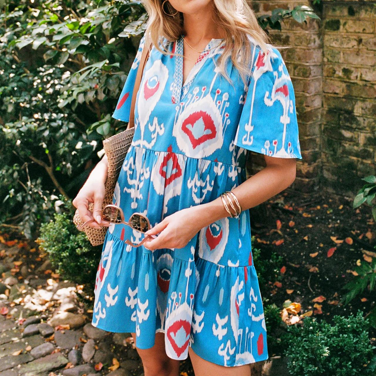 Sheridan French I Summer 2026 I Charlie Dress in Americana Ikat L Sheridan French I Summer 2026 I Charlie Dress in Americana Ikat L