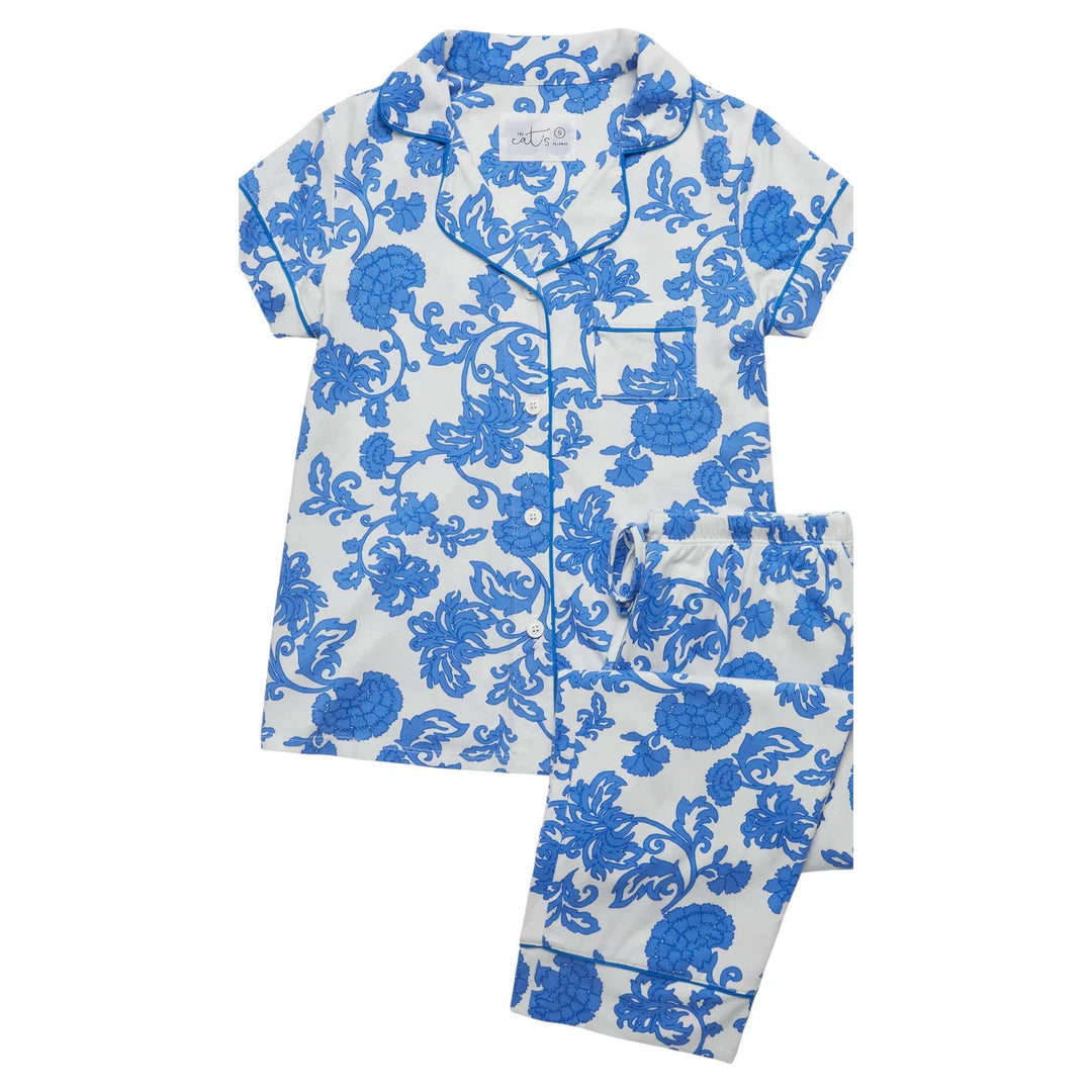 The Cat's Chrysantheme Pima Knit Capri Short Sleeve Pajama Set-Women's Clothing-White-XS-Kevin's Fine Outdoor Gear & Apparel