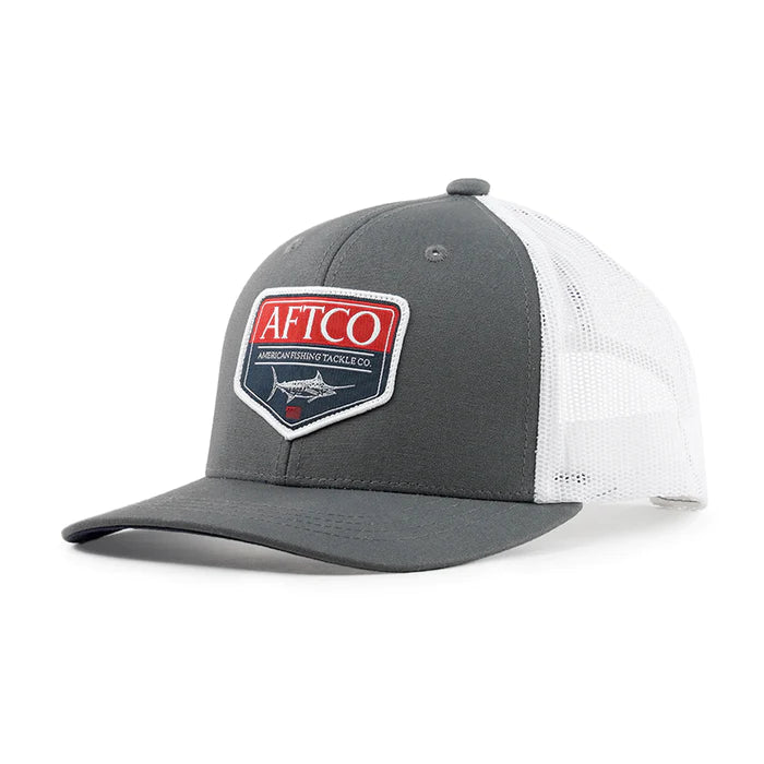 AFTCO Lemonade Leather Trucker Hat - Slate Blue