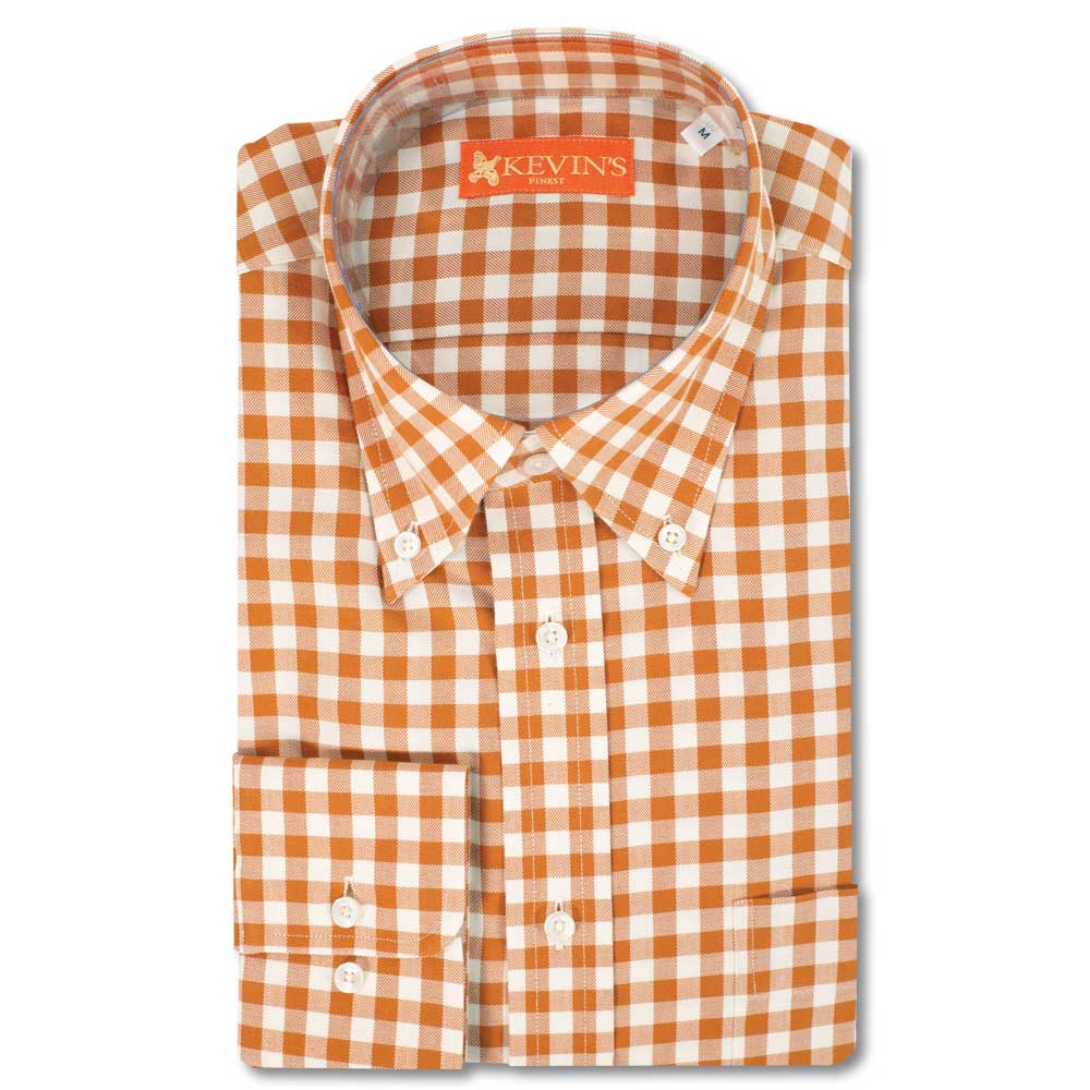 orange gingham mens dress shirt Orange Large Gingham Shirt