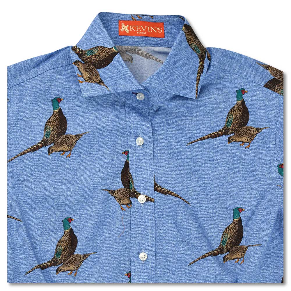 Kevin's Finest Ladies Pheasant Shirt-WOMENS CLOTHING-BLUE-XS-Kevin's Fine Outdoor Gear & Apparel