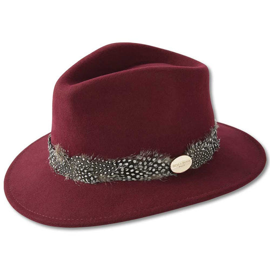 The Suffolk Fedora-Women's Accessories-Maroon/Guinea Wrap-XS(53-54)-Kevin's Fine Outdoor Gear & Apparel