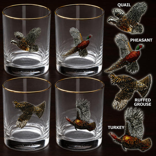 Upland Gamebirds 14 oz Double Old Fashioned (Set of 4)-Home/Giftware-Kevin's Fine Outdoor Gear & Apparel