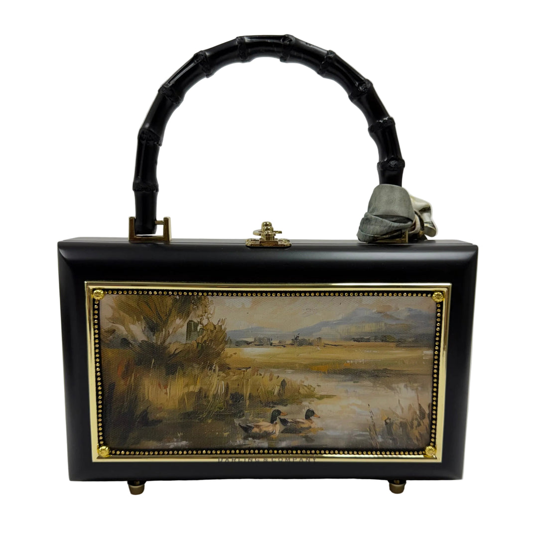 Black Duck Scene Handbag w/ Bamboo Handles-Women's Accessories-Kevin's Fine Outdoor Gear & Apparel
