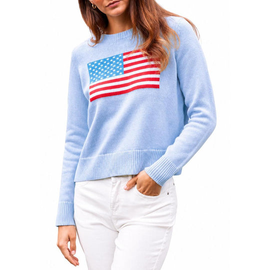 Sail to Sable Flag Sweater-Women's Clothing-Periwinkle-S-Kevin's Fine Outdoor Gear & Apparel