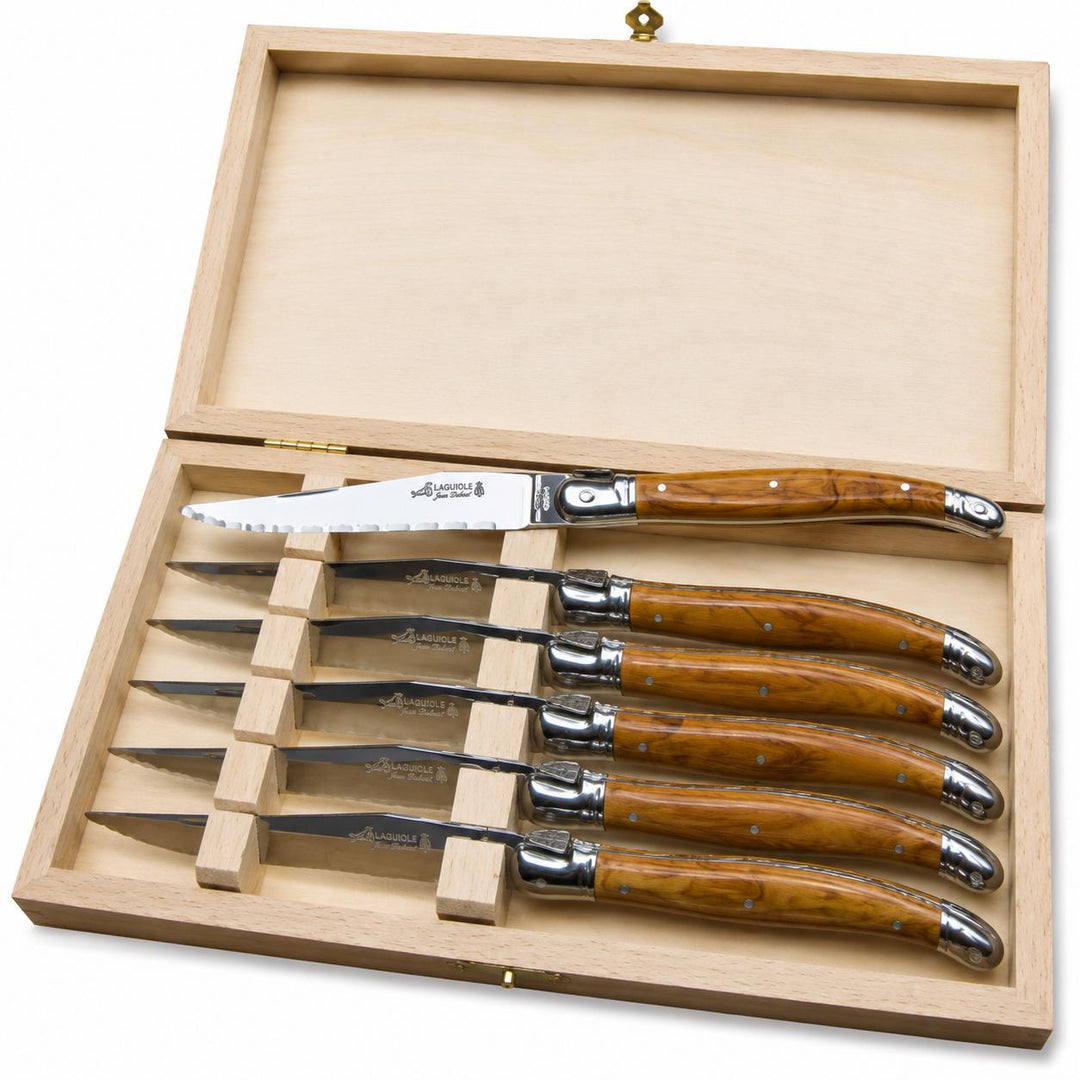 Laguiole Classic Steak Knife (Set of 6, Olive Wood)-Home/Giftware-Kevin's Fine Outdoor Gear & Apparel