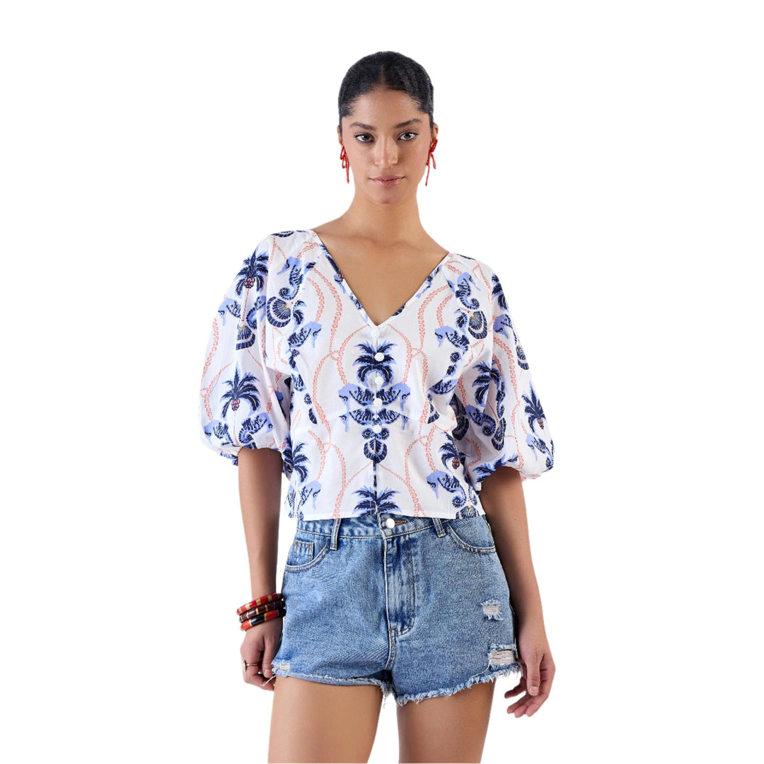 Beyond By Vera Vivi Top-Women's Clothing-Paradise Island Navy-XS-Kevin's Fine Outdoor Gear & Apparel