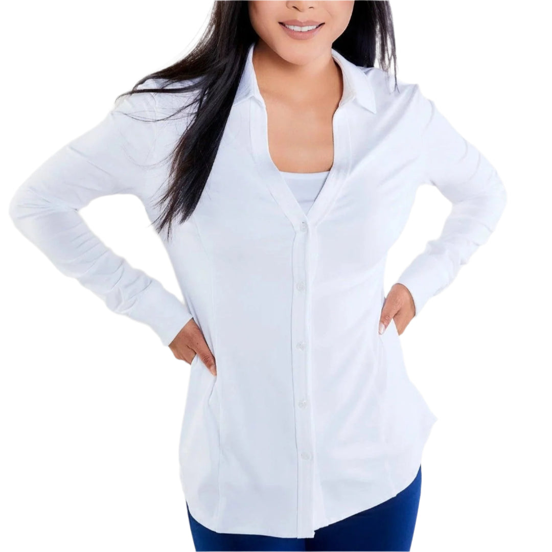 Anatomie Nikki Long Sleeve Pique Shirt-Women's Clothing-White-XS-Kevin's Fine Outdoor Gear & Apparel