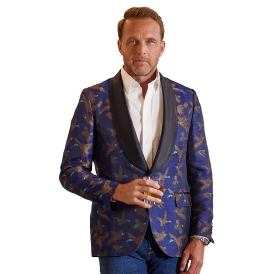 Kevin's Finest Silk Gamebirds Dinner Jacket-Men's Clothing-Navy-38R-Kevin's Fine Outdoor Gear & Apparel