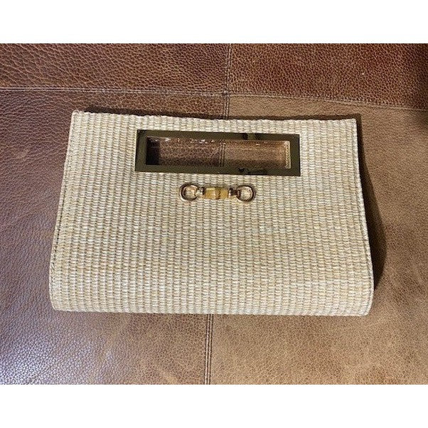 Chloe Clutch with Bamboo Toggle-Women's Accessories-Straw-One Size-Kevin's Fine Outdoor Gear & Apparel