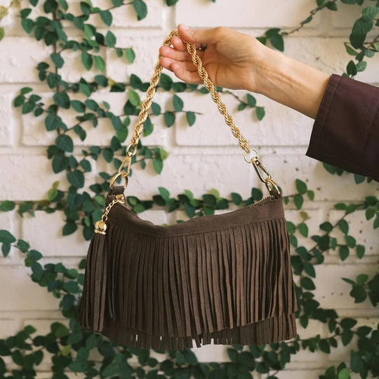 Sloane Fringe Faux Suede Clutch