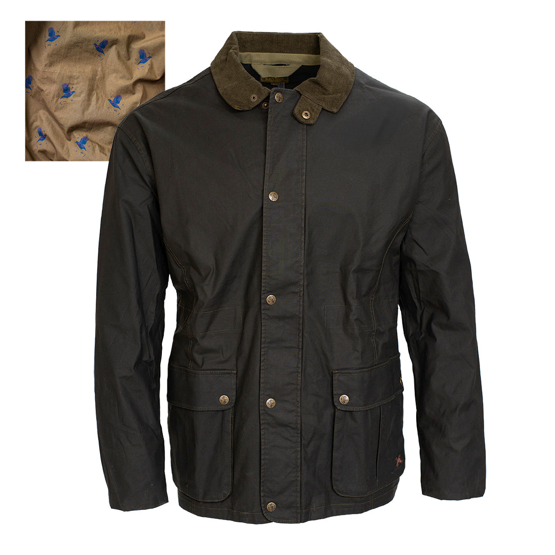 Kevin's Men's Washable Waxed Jacket-Men's Clothing-Dark Green with Vintage Quail Lining-S-Kevin's Fine Outdoor Gear & Apparel