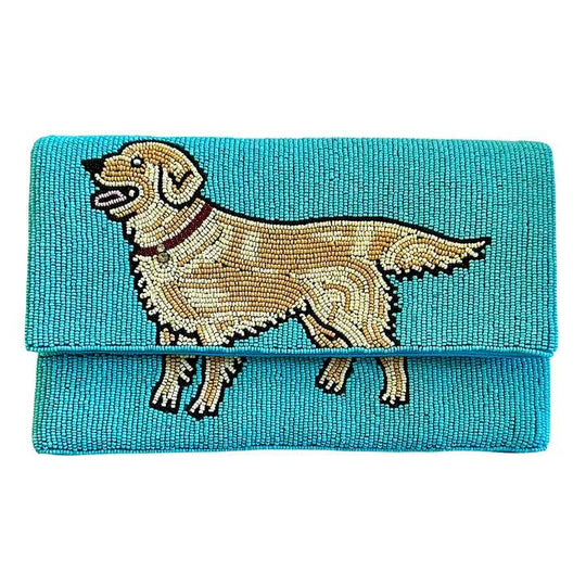 Lily Posh Beaded Golden Retriever Clutch Crossbody Bag-Women's Accessories-Kevin's Fine Outdoor Gear & Apparel