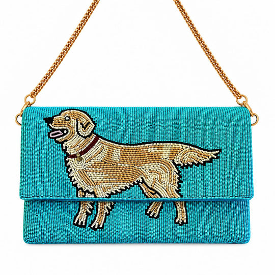 Lily Posh Beaded Golden Retriever Clutch Crossbody Bag-Women's Accessories-Kevin's Fine Outdoor Gear & Apparel