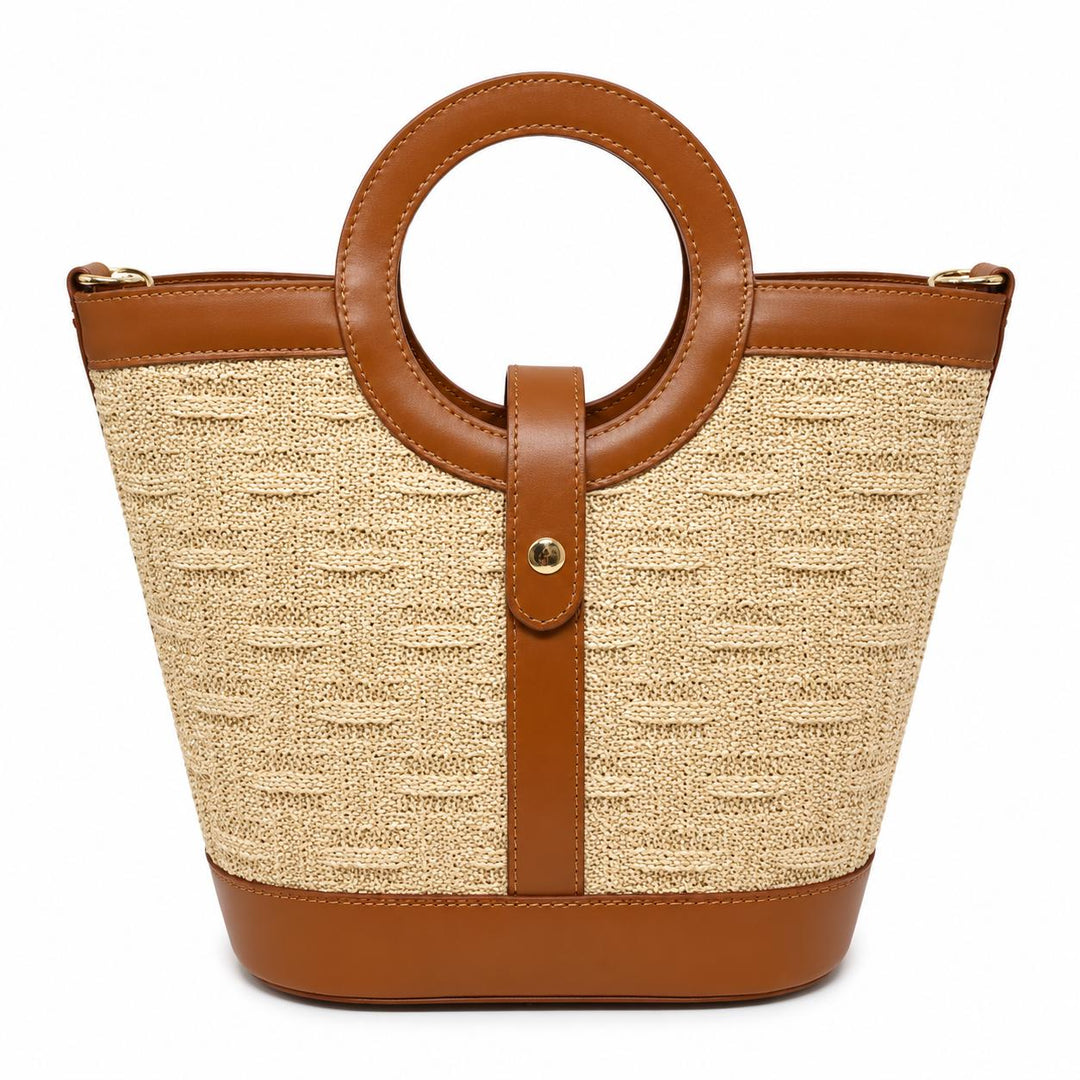 Kevin's Leather & Raffia Tote Bag-Women's Accessories-Camel-Kevin's Fine Outdoor Gear & Apparel