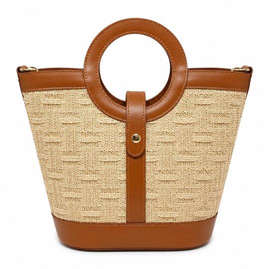 Kevin's Leather & Raffia Tote Bag-Women's Accessories-Camel-Kevin's Fine Outdoor Gear & Apparel