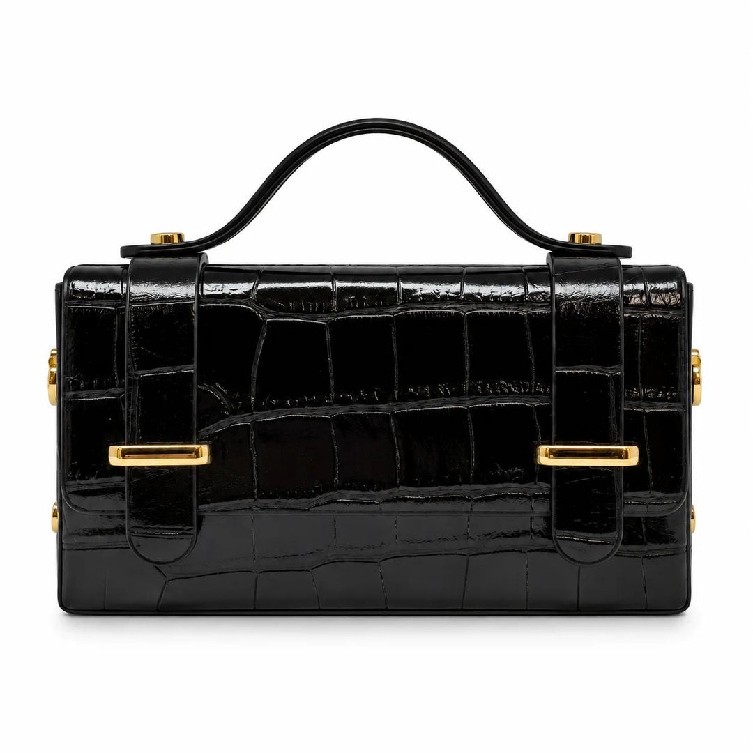 Kevin's Top Handle Leather Bag with Crocco-Embossed