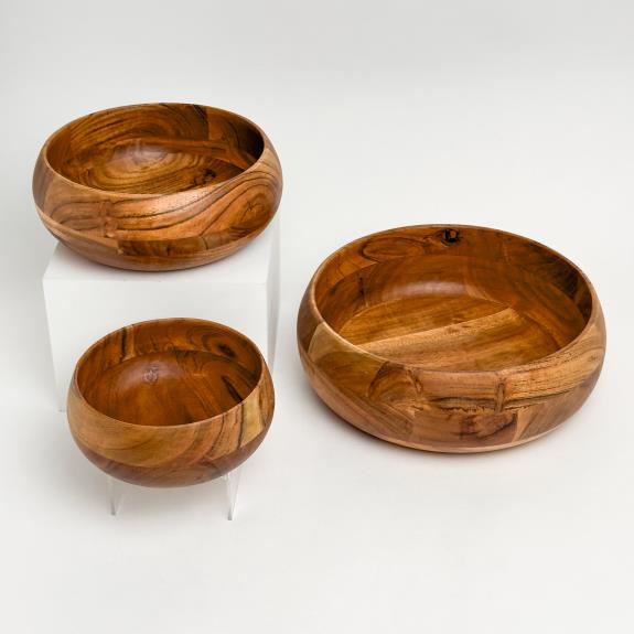 Handcrafted Wooden Bowls (Set of 3)