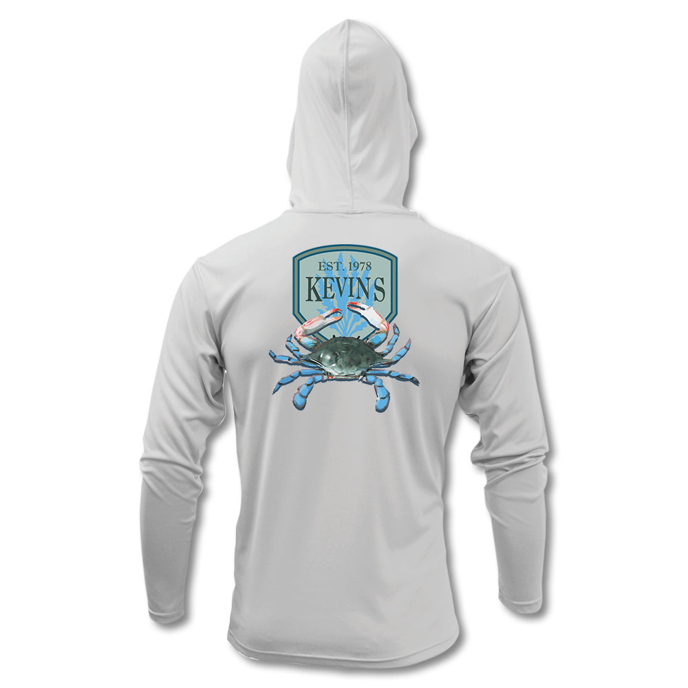 Kevin's Kids Blue Crab Performance Long Sleeve Hoody-Children's Clothing-Silver-XS-Kevin's Fine Outdoor Gear & Apparel