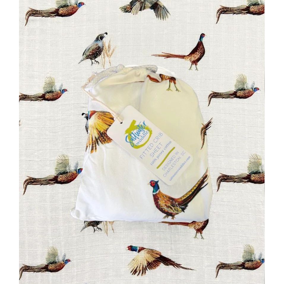Saltwater Swaddle Crib Sheet-Children's Clothing-Pheasants & Quail-Kevin's Fine Outdoor Gear & Apparel