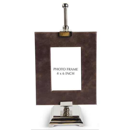 Leather Photo Frames on Polished Silver Adjustable Easel