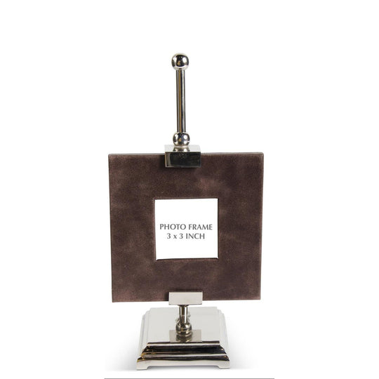 Leather Photo Frames on Polished Silver Adjustable Easel