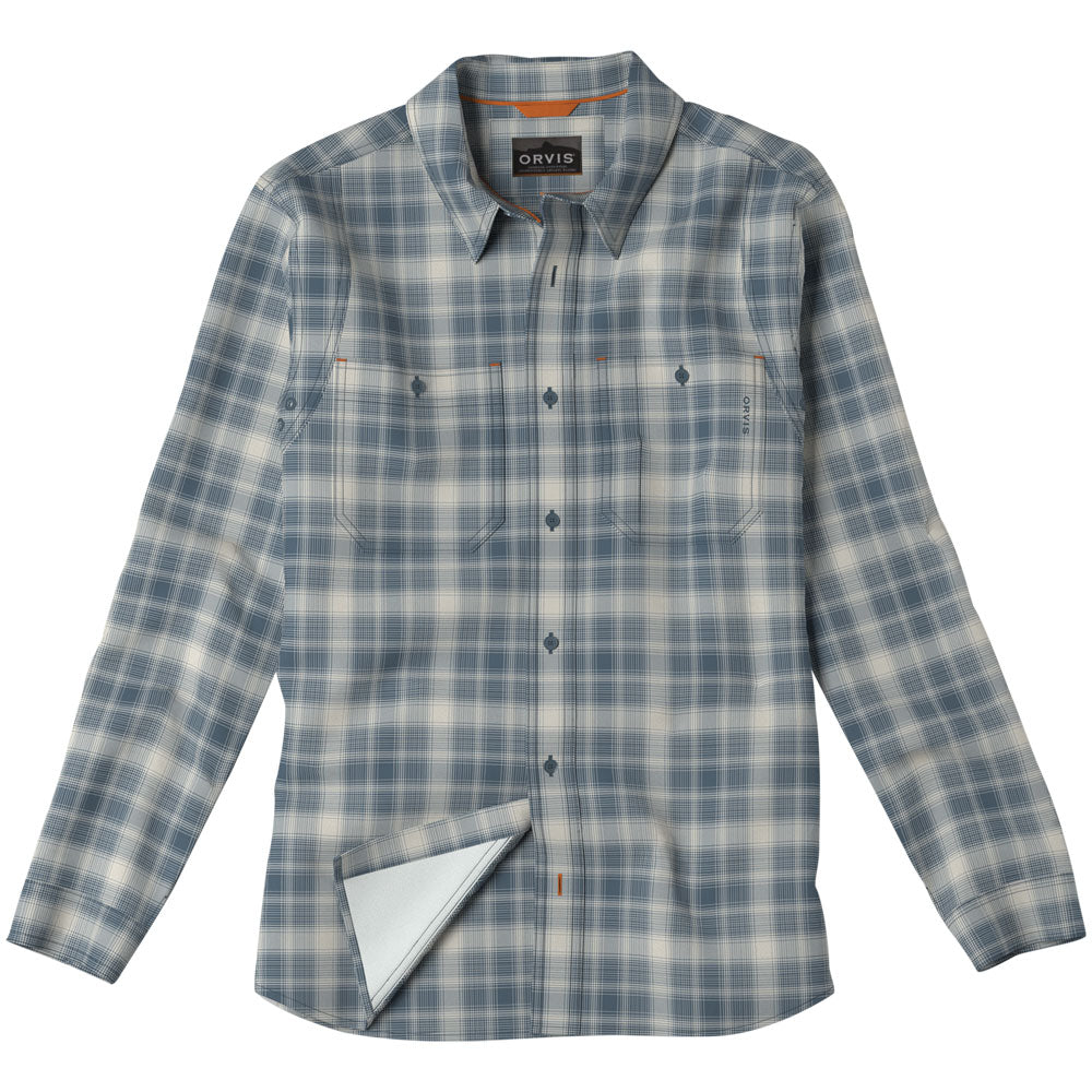 Orvis Tech Chambray Plaid Workshirt-Men's Clothing-SNW/BLUHZE-M-Kevin's Fine Outdoor Gear & Apparel