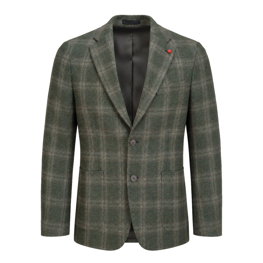 Kevin's Olive Windowpane Wool and Cashmere Sports Coat