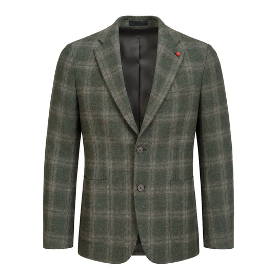 Kevin's Olive Windowpane Wool and Cashmere Sports Coat