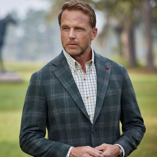 Kevin's Olive Windowpane Wool and Cashmere Sports Coat-Men's Clothing-Kevin's Fine Outdoor Gear & Apparel