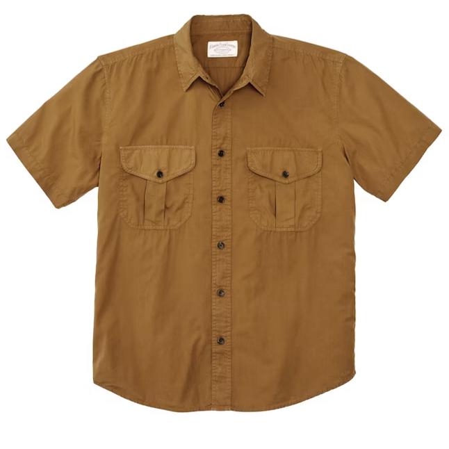 Filson Men's Washed Short Sleeve Feather Cloth Shirt-Men's Clothing-Gold Ochre-XXL-Kevin's Fine Outdoor Gear & Apparel