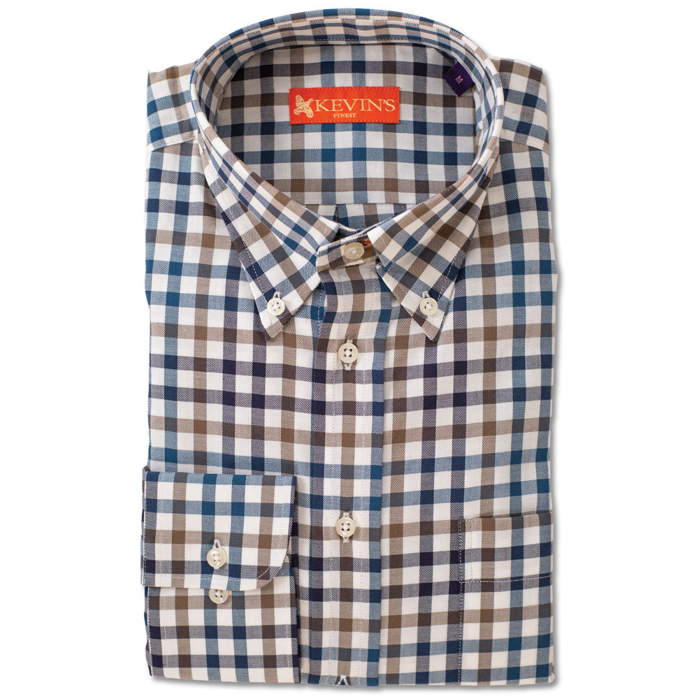 Kevin's Finest Men's Navy Green Plaid Cotton Shirt-Men's Clothing-Kevin's Fine Outdoor Gear & Apparel