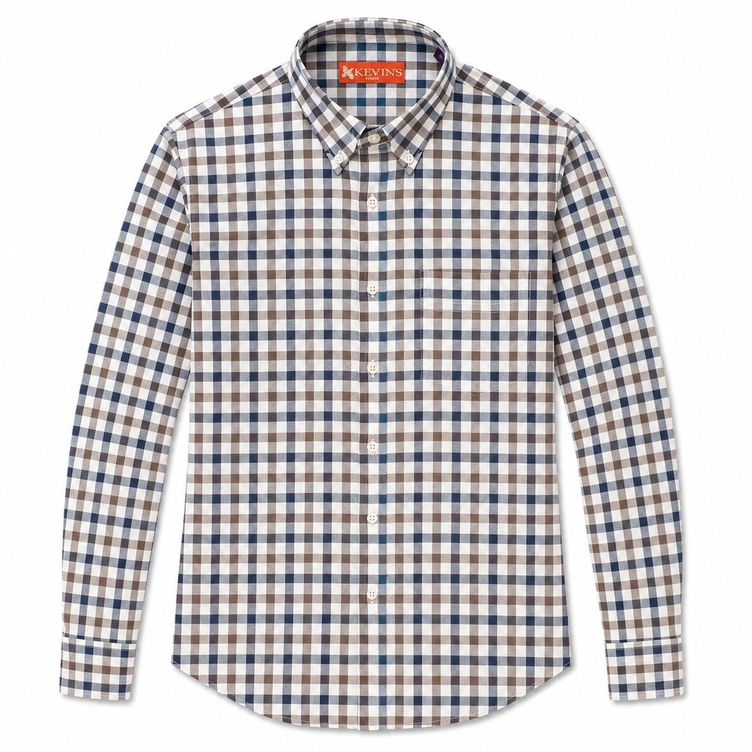 Kevin's Finest Men's Navy Green Plaid Cotton Shirt-Men's Clothing-Kevin's Fine Outdoor Gear & Apparel