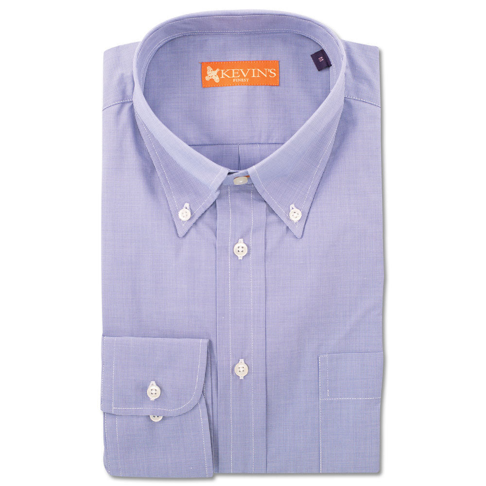 Kevin's Finest Men's Blue Micro Houndstooth Woven Cotton Shirt-Men's Clothing-Blue-M-Kevin's Fine Outdoor Gear & Apparel