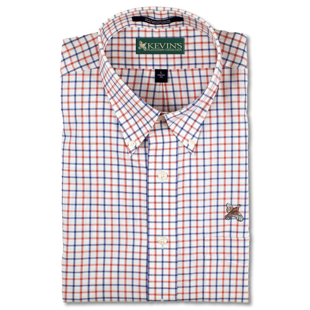 Kevin's Luis Quail Wrinkle Free Long Sleeve Button Down-Men's Clothing-Red/White/Blue-S-Kevin's Fine Outdoor Gear & Apparel