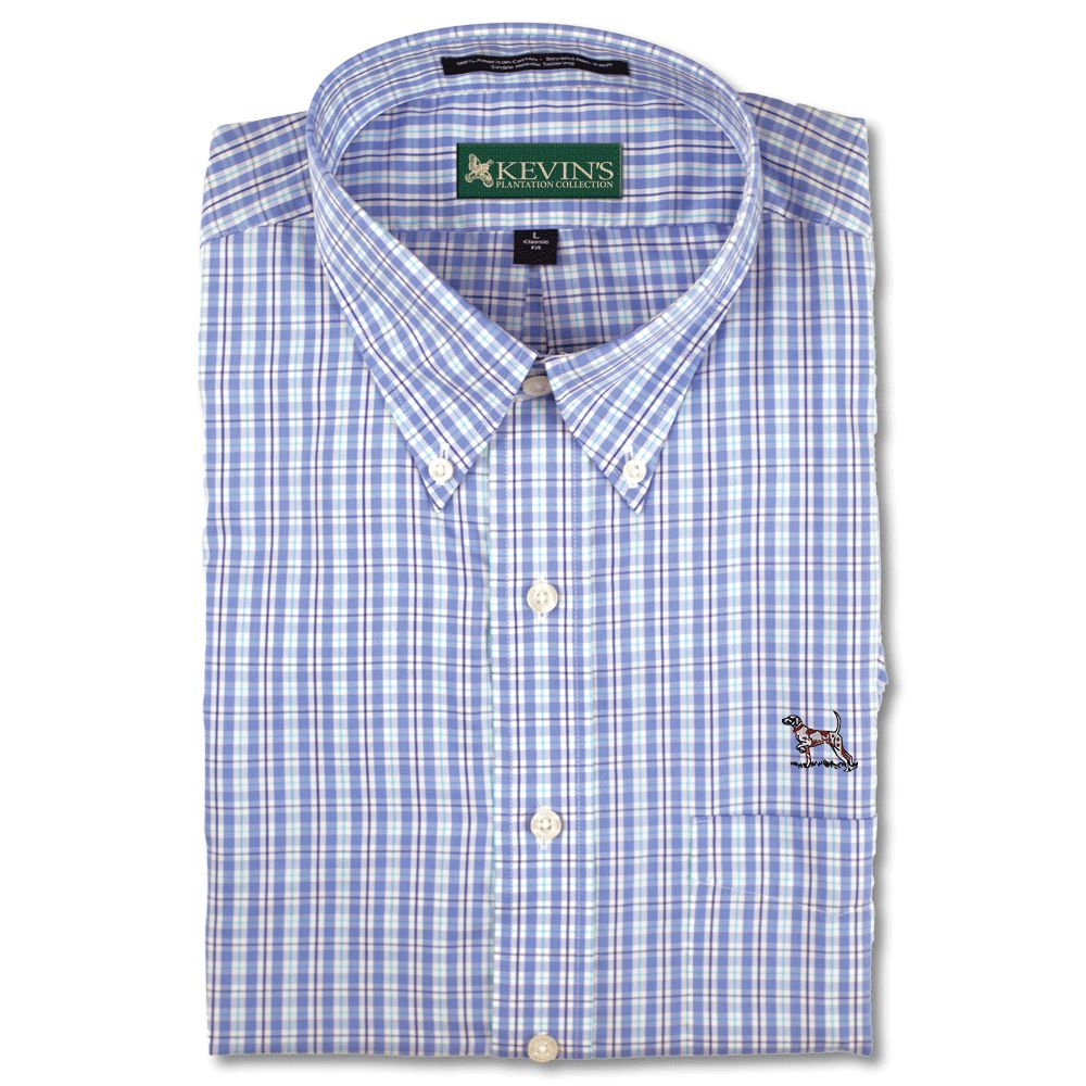 Kevin's Vincent Pointer Wrinkle Free Long Sleeve Button Down-Men's Clothing-Blue-S-Kevin's Fine Outdoor Gear & Apparel