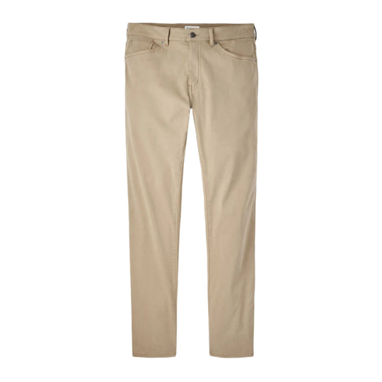 Peter Millar tan sateen five-pocket pants with a classic fit and comfort waistband in a soft, lightweight cotton blend.