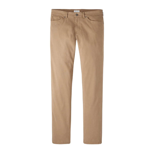 Tan Peter Millar Signature Sateen five-pocket pants with a classic fit and comfortable waistband.