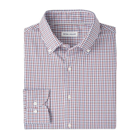 Peter Millar Julian Crown Lite Cotton-Stretch Sport Shirt-Men's Clothing-Navy-S-Kevin's Fine Outdoor Gear & Apparel