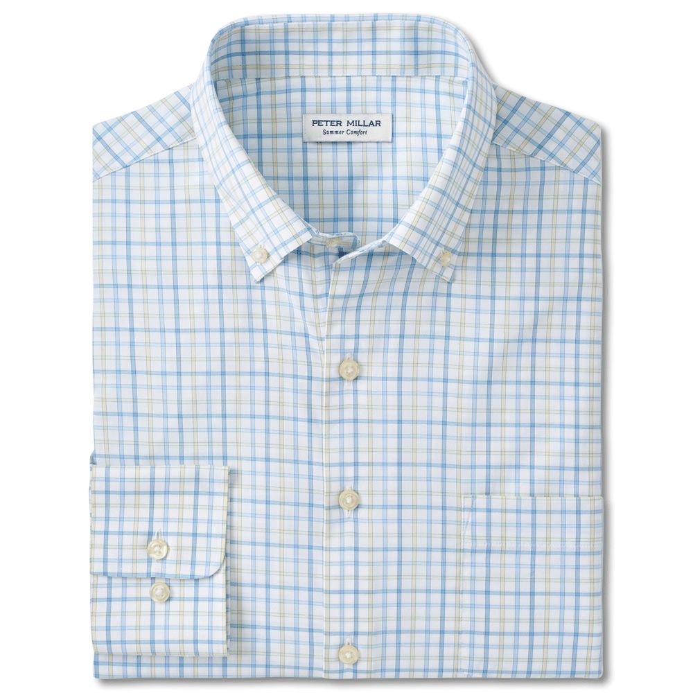 Peter Millar Eastport Performance Twill Sport Shirt-Men's Clothing-Larkspur-M-Kevin's Fine Outdoor Gear & Apparel