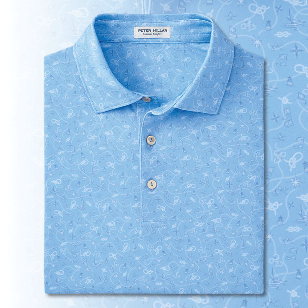 Peter Millar Show Me The Way Performance Jersey Polo-Men's Clothing-Cottage Blue-S-Kevin's Fine Outdoor Gear & Apparel