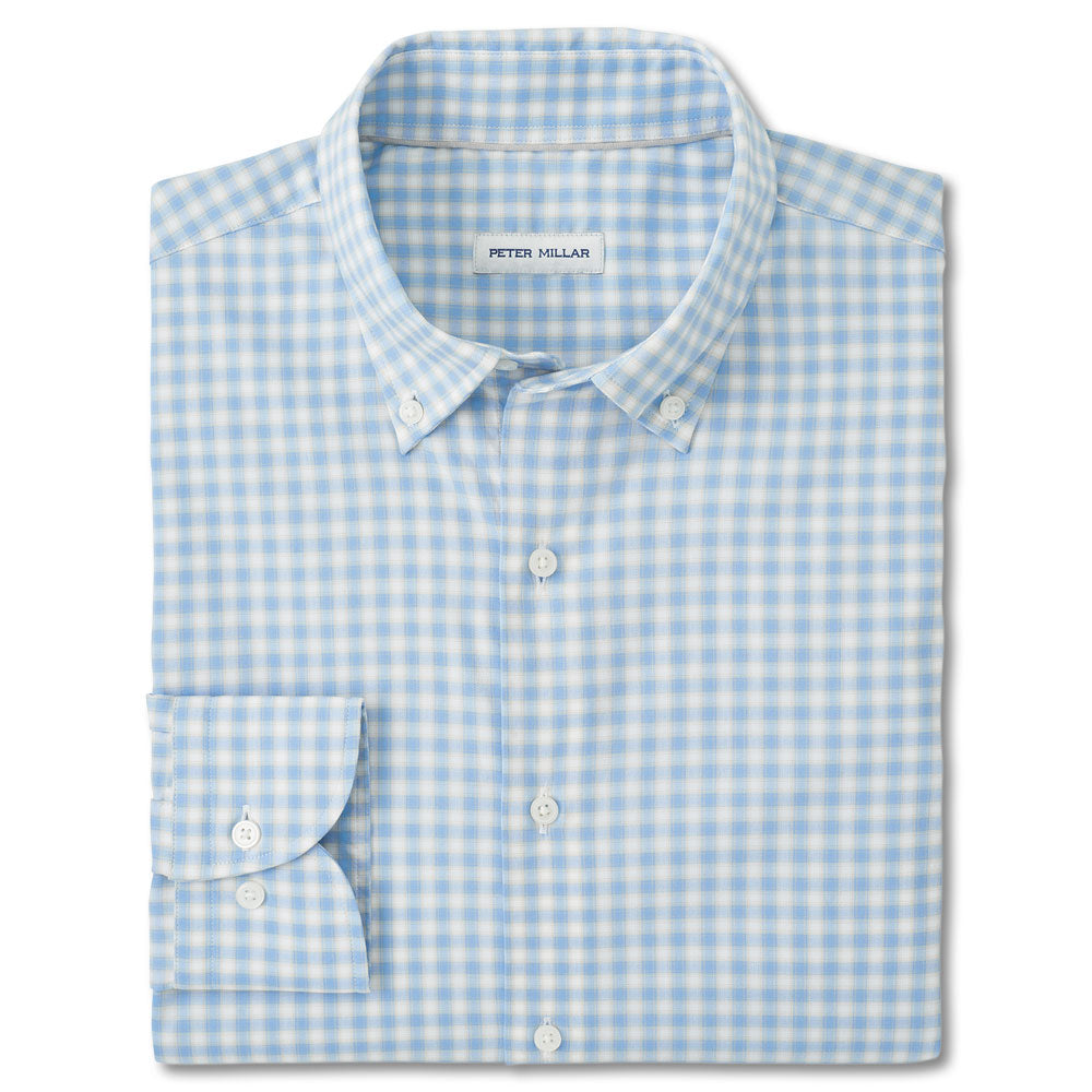 Peter Millar Felix Crown Lite Cotton-Stretch Sport Shirt-Men's Clothing-Cottage Blue-M-Kevin's Fine Outdoor Gear & Apparel
