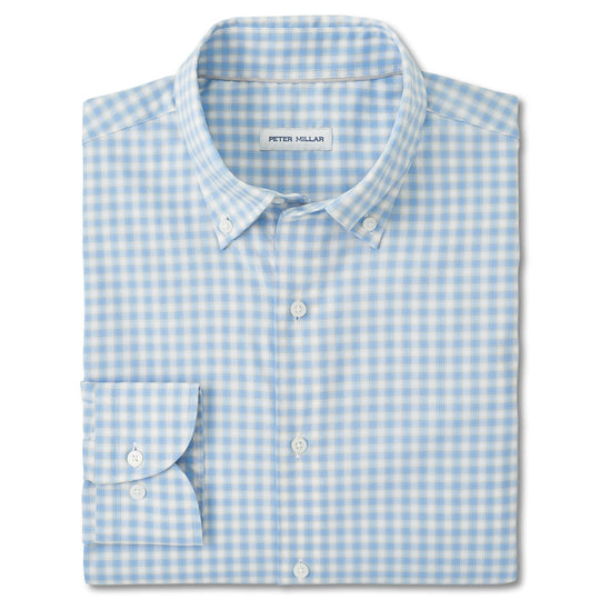 Peter Millar Felix Crown Lite Cotton-Stretch Sport Shirt-Men's Clothing-Cottage Blue-M-Kevin's Fine Outdoor Gear & Apparel