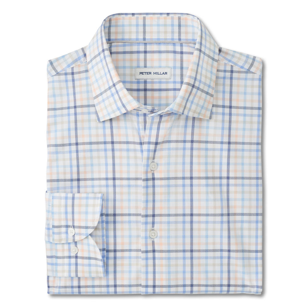 Peter Millar Warren Crown Lite Cotton-Stretch Sport Shirt-Men's Clothing-Navy-M-Kevin's Fine Outdoor Gear & Apparel