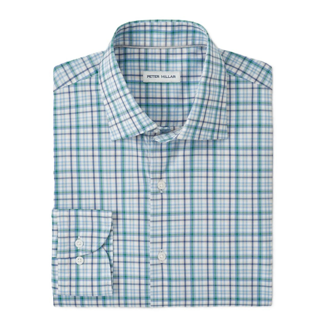 Peter Millar Simon Crown Lite Cotton-Stretch Sport Shirt-Men's Clothing-Windsor Blue-M-Kevin's Fine Outdoor Gear & Apparel